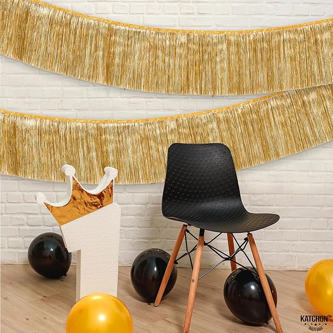 KatchOn, Large Champagne Gold Fringe Garland - Image 9