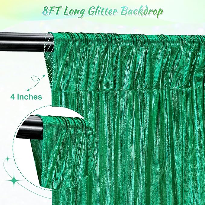 Emerald Green Backdrop Party Decorations: Backdrop Drapes Curtains 4.8FTx8FT - Image 6