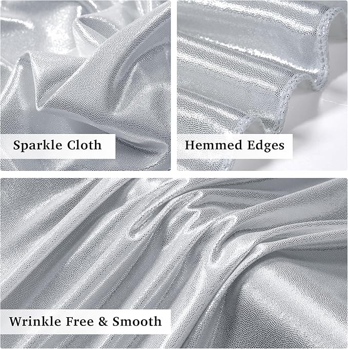 10ftx10ft Sequin Silver Backdrop Curtain - Image 4