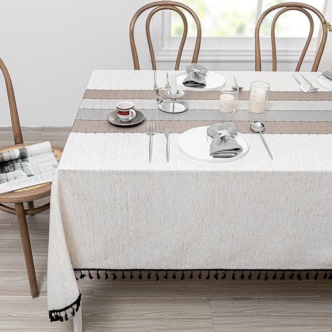 MYSKY HOME Table Cloth 60x84 in Rectangle, Heavy Duty Linen Look Waterproof by MYSKYHOME