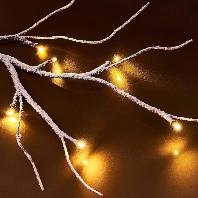 Hairui Lighted Garland Snow Flocked 6FT 48 LED Battery Operated Pre-lit Twig - Image 6