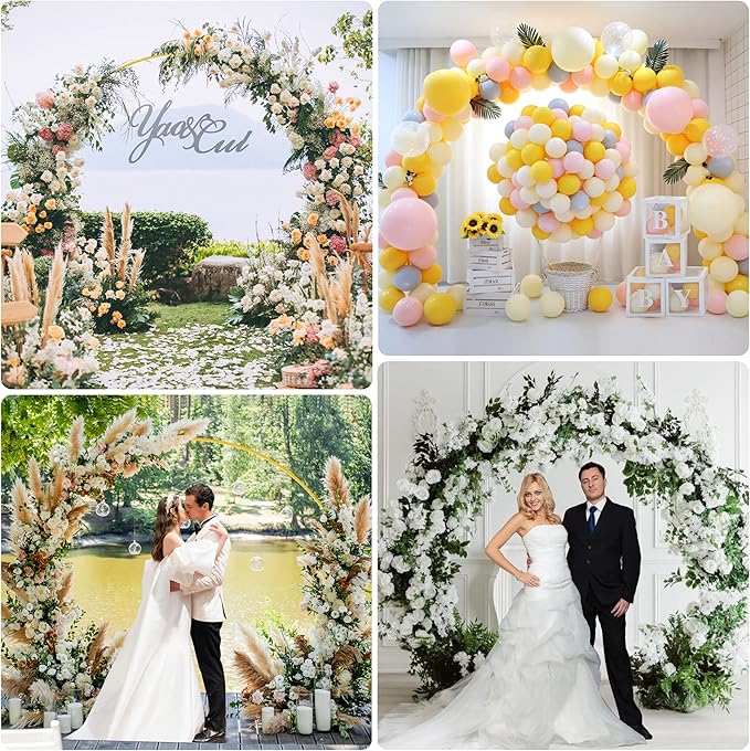 Wokceer Wedding Arch 7.2FT Round Backdrop Stand Gold Metal Circle Backdrop - Image 6