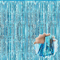 6 Pack Light Blue Foil Fringe Curtains Backdrop, 3.28 x 8.2 Ft Metallic by LANTIANCHEN