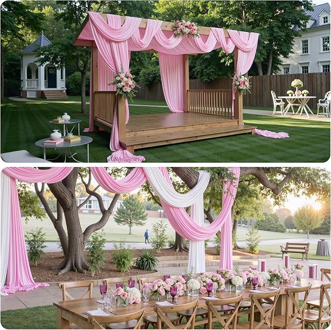 PartyVillage 2 Panels 5ftx30ft Baby Pink Ceiling Drapes by PartyVillage
