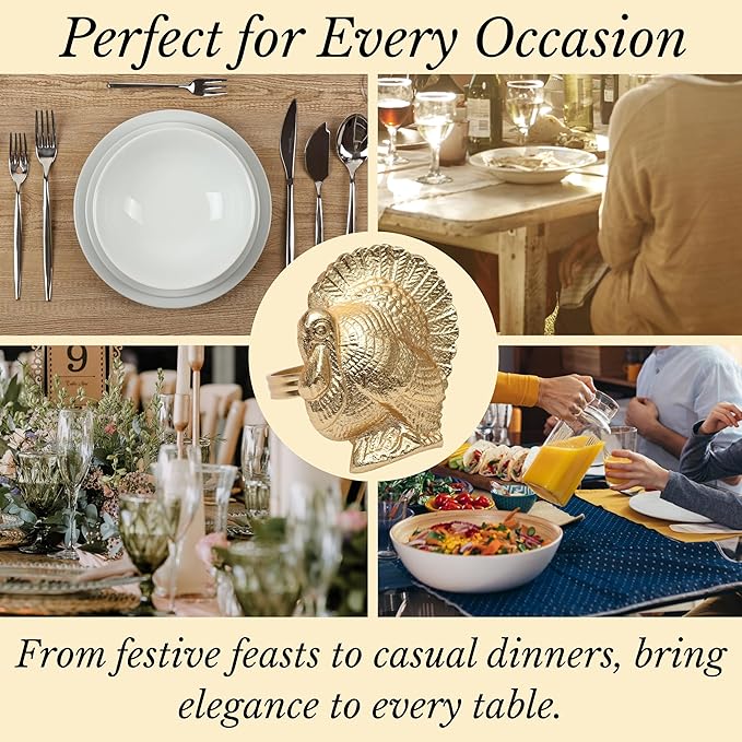 Turkey Bird Gold Napkin Rings Set of -12 - Image 5
