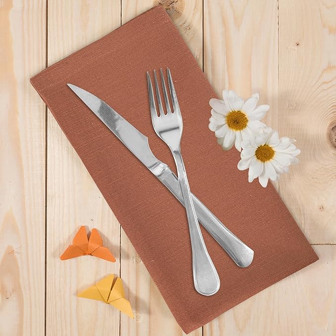 Urban Villa Fall Cloth Napkins Rust Color Dinner Napkins Set of 12 20''x20'' - Image 2