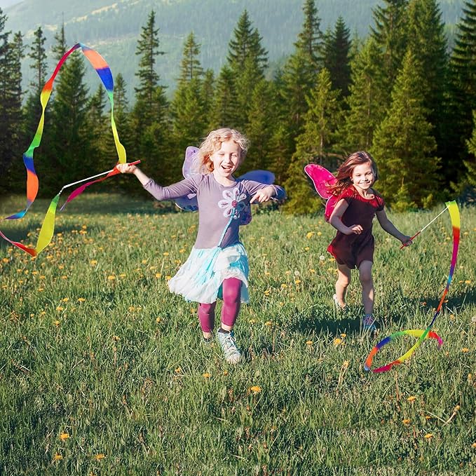 20 Pack Ribbon Dancer Wands for Kids, Rainbow Streamers Dance Ribbon, Party - Image 2