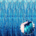 6 Pack Lake Blue Foil Fringe Curtains Backdrop, 3.28 x 8.2 Ft Metallic by LANTIANCHEN