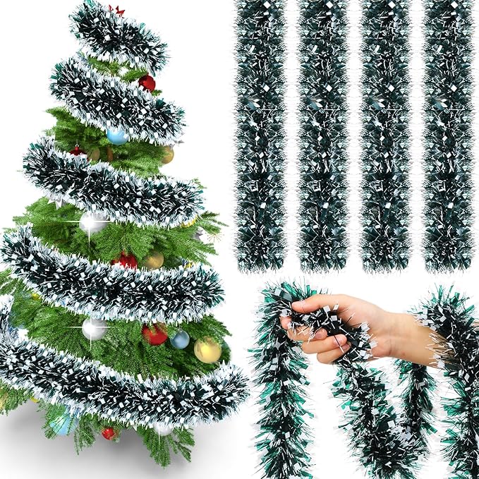 72 Feet Christmas Tinsel Garland Shiny Metallic Tinsel Twist Garland Streamers by Yilloog