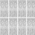 8 Pack Silver Backdrop, 3.28 FT x 7.05 FT Birthday Backdrop, Metallic Silver by ZATAYE