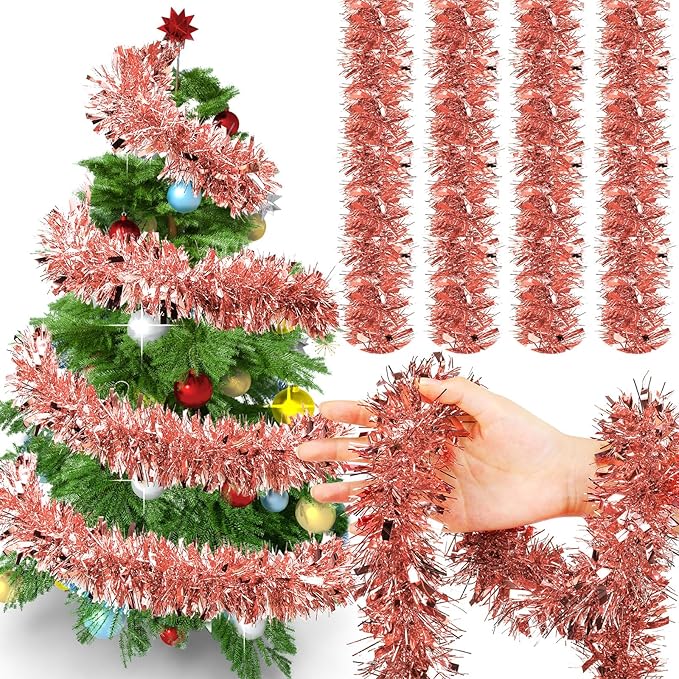 72 Feet Christmas Tinsel Garland Shiny Metallic Tinsel Twist Garland Streamers by Yilloog