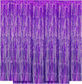 5 Pack Purple Fringe Backdrop 3.2ft x 8.2ft Foil Curtain Tinsel Foil Fringe by Ohiyoo