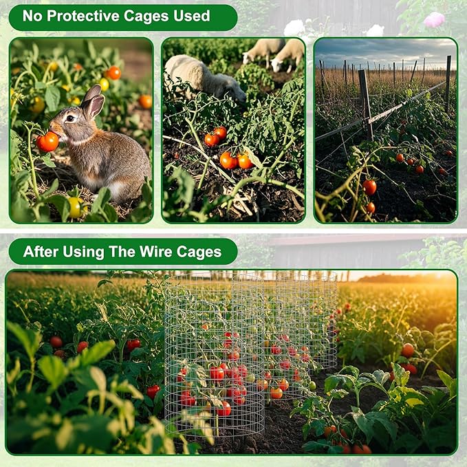 winemana 12 Set Garden Plant Protector Cage, 16x12 in Metal Wire Protectors - Image 4