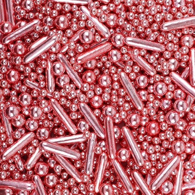 Rose Gold Sprinkles for Cake Decorating 7 Ounces, Rose Pearl Sugar Cupcake - Image 3