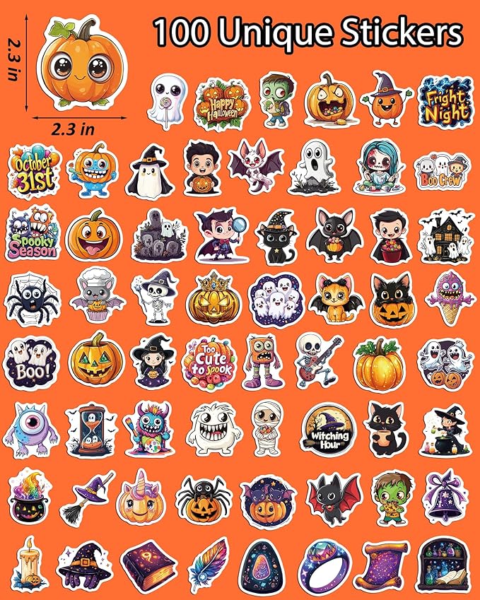 JCFIRE Halloween Stickers for Kids, Waterproof Cute Vinyl Stickers for Water - Image 6