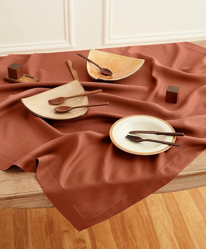 Solino Home Linen Cinnamon Tablecloth 52 x 52 Inch - Image 2