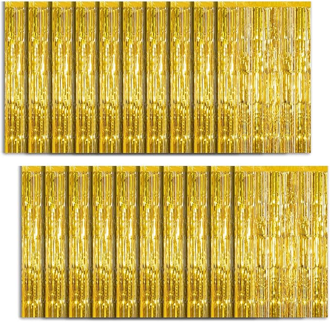 20 Pack Foil Curtain Backdrop Gold Metallic Tinsel Foil Fringe Curtains Photo by KEJ