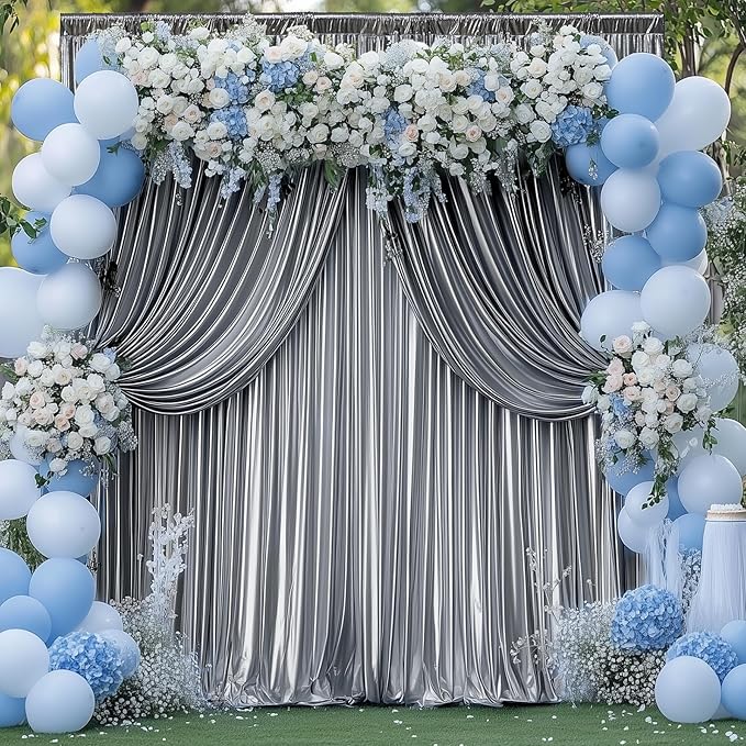 30x10 ft Wrinkle Free Black Silver Sequin Backdrop Curtain - Image 3