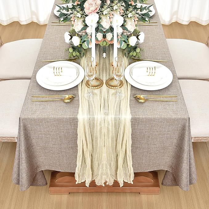 Fitable Faux Linen Tablecloths for Rectangle Tables: Water & Stain Resistant - Image 8