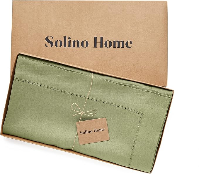 Solino Home Linen Moss Green Tablecloth 60 x 108 Inch - Image 5