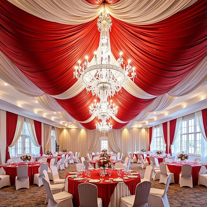 30ft x 15ft Red Wrinkle Free Backdrop Curtains - Image 8