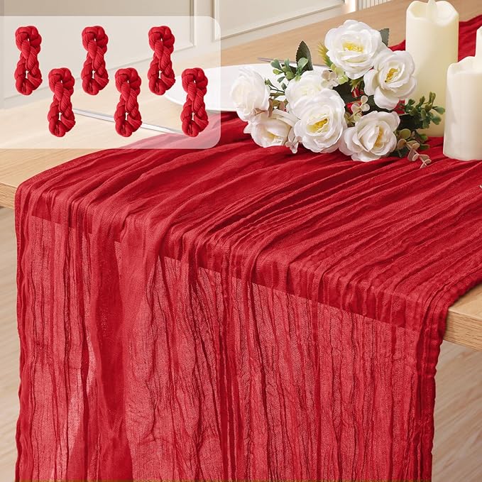 6 Pack Cheesecloth Table Runner 10Ft Christmas Gauze Boho Table Runners by HOME