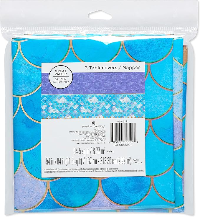 American Greetings Mermaid Party Supplies, Plastic Table Covers - Image 4