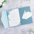20 Pcs 5.12x7.1'' Sparkle Dusty Blue Tri-fold Laser Cut Wedding Invitation Cards by FEIYI