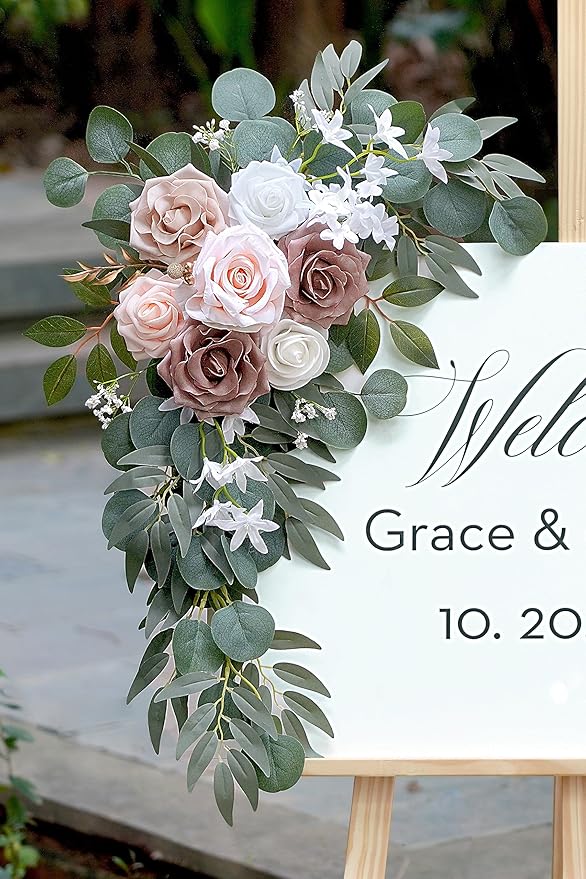 Artificial Dusty Rose Flowers Swag Set of 2 - Image 4