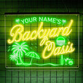 Personalized Backyard Oasis Neon Sign, Custom Tropical LED Wall Light by LULMicaLedSign