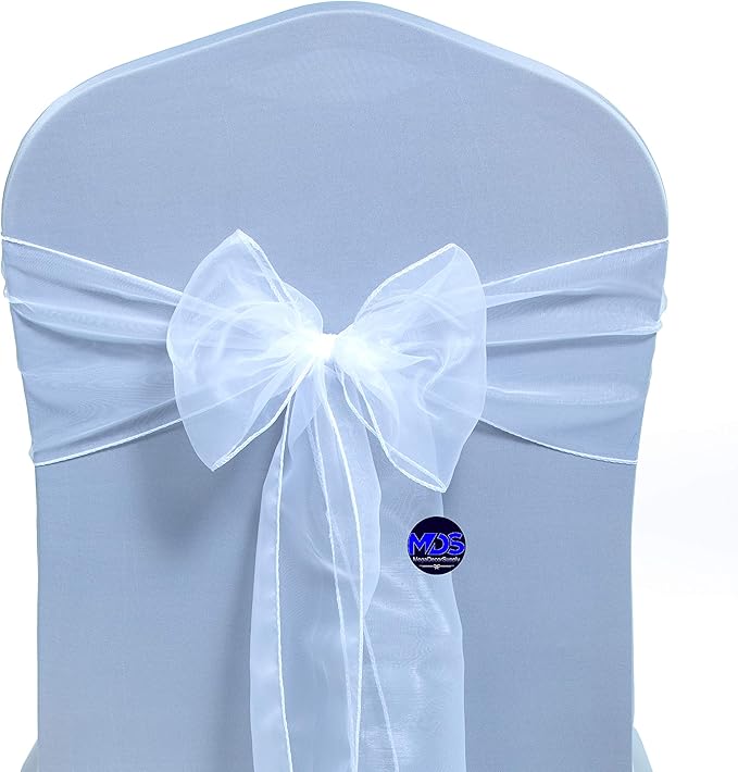 MDS Pack of 25 PCS Organza Chair Sashes Wider Dining Chair Bows Ribbon Tie Back - Image 3