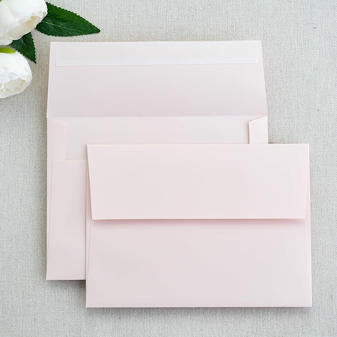 PONATIA 50 PCS 5x7 Envelopes, Blush Pink Self- Adhesive A7 Envelopes by ponatia