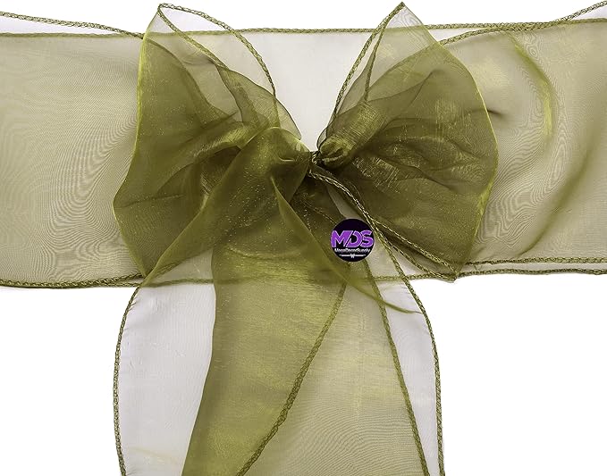 MDS Pack of 100 PCS Organza Chair Sashes Wider Dining Chair Bows Ribbon Tie Back - Image 3