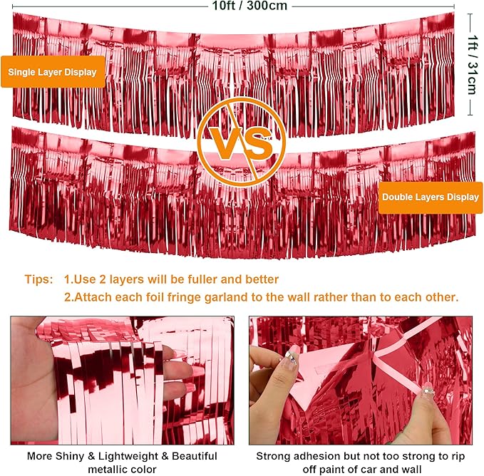 4 Pack Fringe Curtains, Metallic Foil Fringe Garland Shiny Tassel Float Parade - Image 5