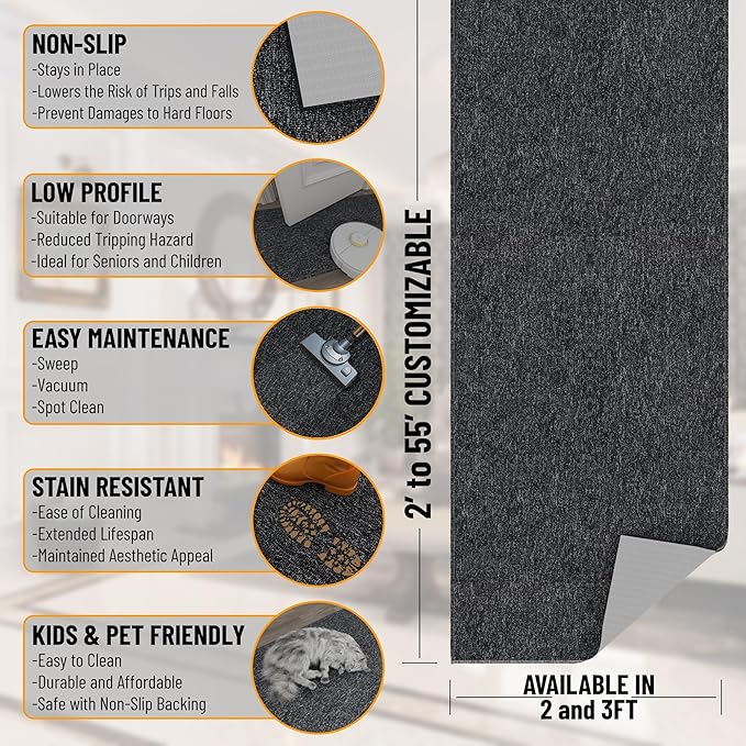 Ottomanson 2'7" x 24' Ultra-Thin Hallway Runner Rug - Image 3