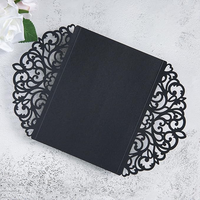 20Pcs Black Laser Cut Invitation Cards - Image 4