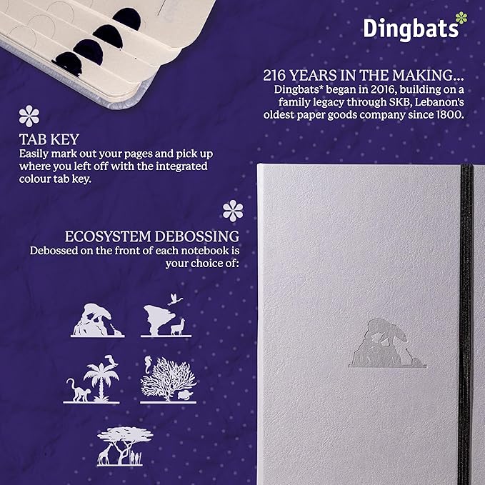 Dingbats - Earth Dotted A5 Medium Notebook, Glicine Arctic - Hardcover - Cream - Image 2