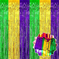 6 Pack Gold Green Purple Foil Fringe Curtains Backdrop, 3.28 x 8.2 Ft Metallic by LANTIANCHEN