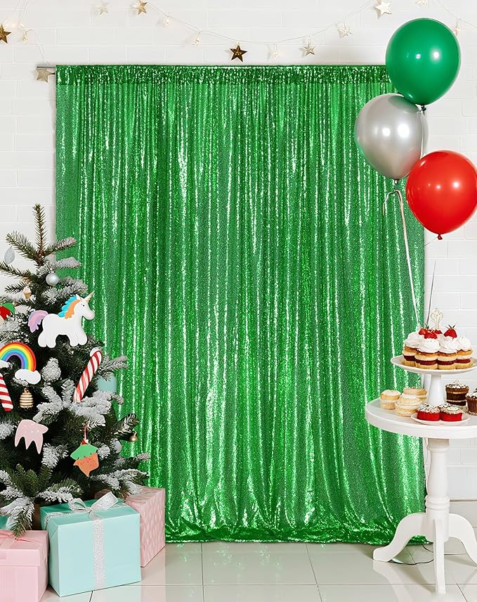 Eternal Beauty Green Sequin Backdrop, 20x10 Ft Glitter Background Curtains - Image 6