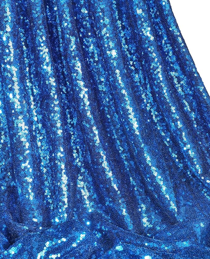 QueenDream Rectangle Wedding Tablecloth Royal Blue- 90x132 Inch Sequin Fabric - Image 4