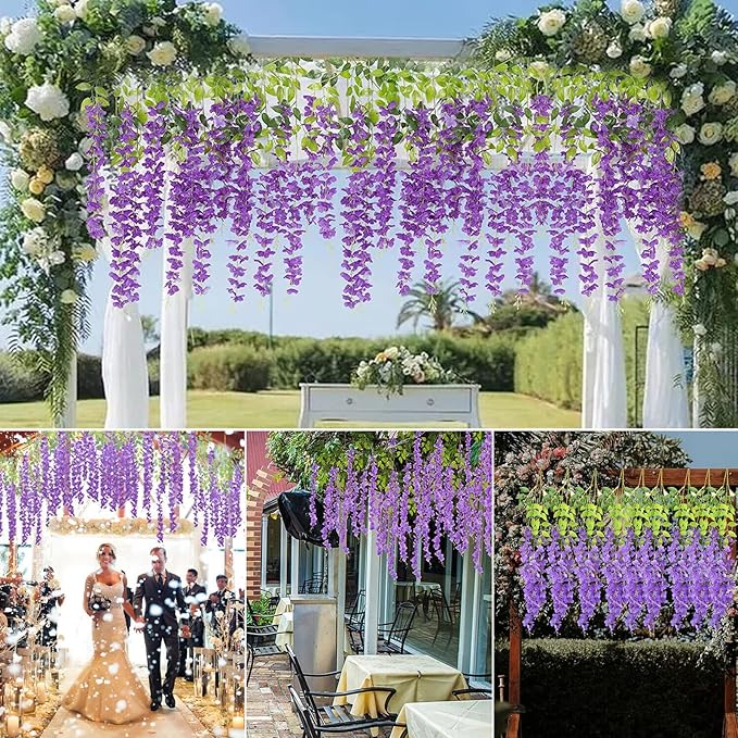 24Pack Purple Wisteria Hanging Flowers, 3.44 Ft Fake Hanging Flowers, - Image 6