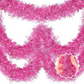 50 Feet Pink Christmas Tinsel Garland, Metallic Foil Twist Banner Wall Hanging by LANTIANCHEN