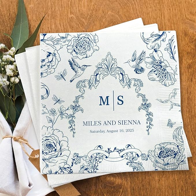 Custom Wedding Cocktail Napkins, Personalized Paper Napkin - Image 4