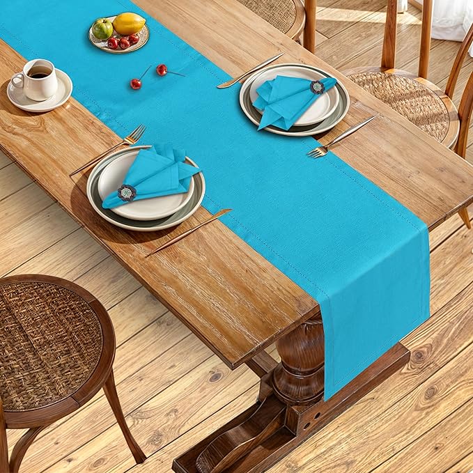 Ruvanti Linen Table Runner 72 Inches, Classic Hemstitch, Non-Slipping, Stain - Image 5