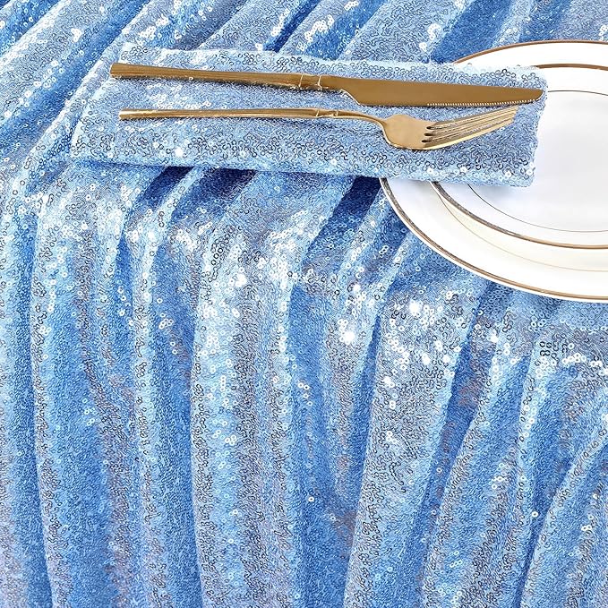 Baby Blue Christmas Backdrop Curtains 4 Pieces 2FTx8FT Sequin Photography - Image 6