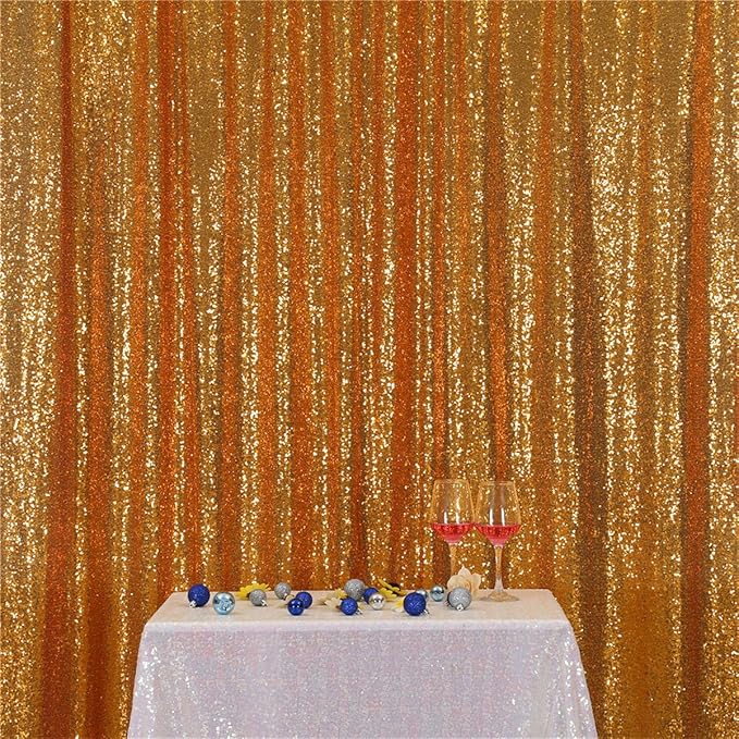 Eternal Beauty Yellow Gold Sequin Backdrop, 4x7 Ft Glitter Background Curtains by EternalBeauty