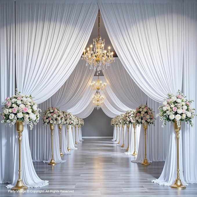 PartyVillage 50ft×15ft White Backdrop Curtain - Image 3