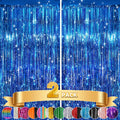 2Pack Blue Tinsel Backdrop Streamers, GCB Party Streamers Backdrop Foil Fringe by GCBPartyDecorations