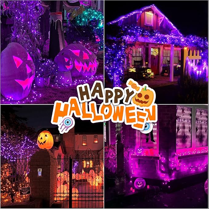 LAMPHOME 66ft Halloween Decorative Mini Lights, 200 LED Transparent Wire Fairy - Image 5