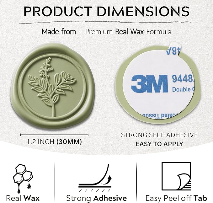 Sage Green Wax Seal Stickers Premium Envelope Seal Stickers Wedding Invitation - Image 3